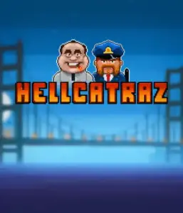 Explore the action-packed world of the Hellcatraz game by Relax Gaming, highlighting a cartoonish prisoner and a guard with the infamous Alcatraz prison and San Francisco skyline in the background. This graphic portrays the adventure and mischief of an Alcatraz-inspired game, ideal for players looking for a unique slot experience, delivering a captivating adventure. 